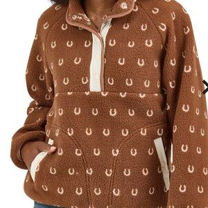 Wrangler Retro Brown and White Fleece Jacket NWT’s